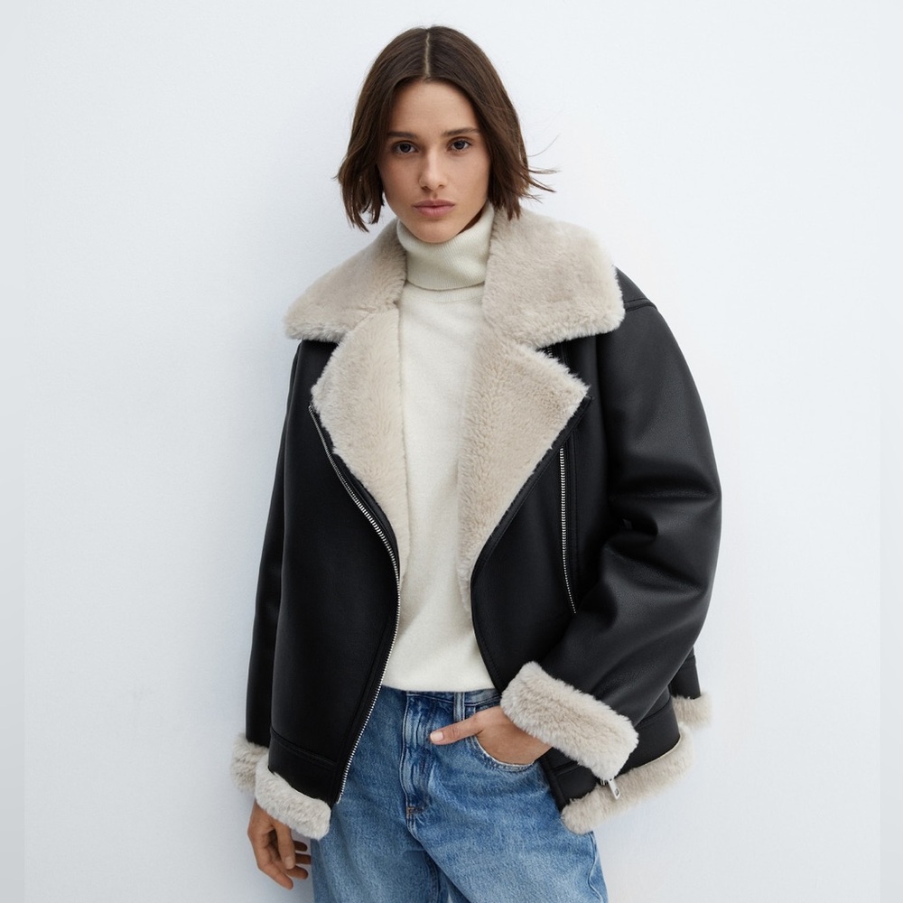 MANGO - Faux Shearling-Lined Jacket - Size Small